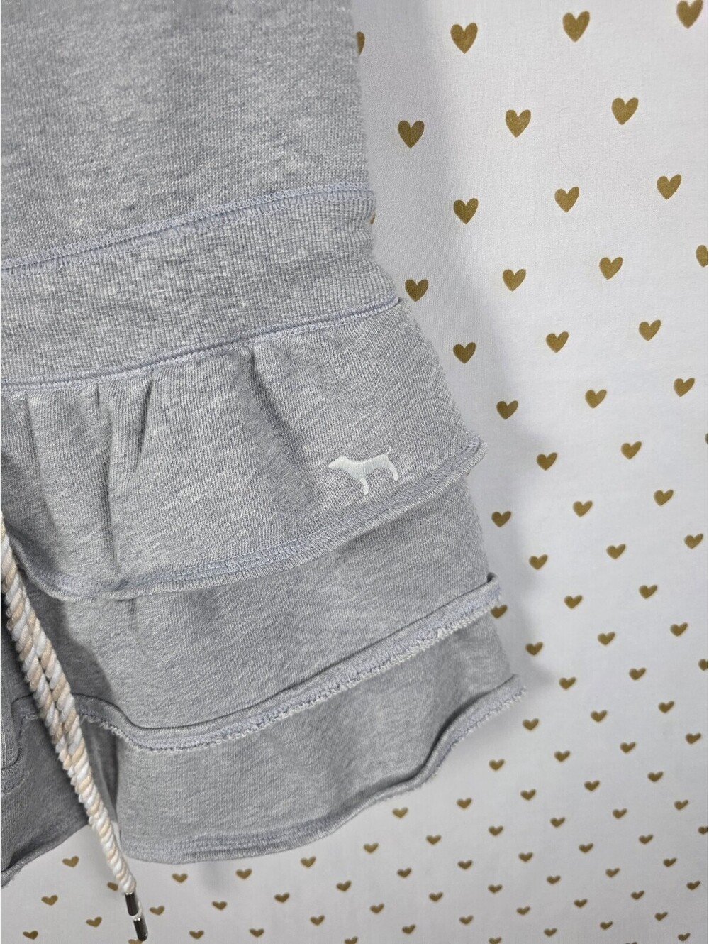 PINK Victoria’s Secret Gray Strapless Ruffle Terry Mini Dress Small Dog - Picture 2 of 5